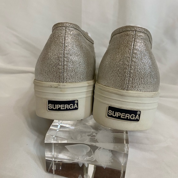 Superga Women's Shimmering Silver Platform Sneakers, EU 39/US 8 - Picture 6 of 12